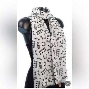 Black and white scarf & handkerchief both with musical details for woman or man.